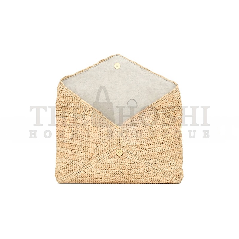 Y51 CASSANDRE LARGE ENVELOPE POUCH IN RAFFIA 786074GAAEX2080 (29.5*18*4.5cm) Master Quality
